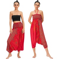 Pantalons Harem Hippie pour Femmes, Salopette Baggy à Motif Paon, Bloomers de Danse, Combinaison Ethnique, Pantalon Indien Gypsy, Vêtement Bohème