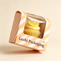 Caja de Embalaje Personalizada para Pasteles y Postres, Caja de Embalaje para Cupcakes para Llevar con Ventana Transparente, Caja de Papel para Pasteles de Grado Alimenticio