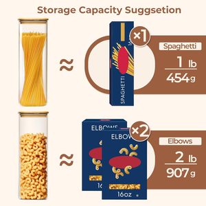 Airtight Food <b>Storage</b> Pasta <b>Storage</b> Container <b>Kitchens</b> Sets Glass <b>Jar</b> Set With Bamboo Lid - Product Image 3