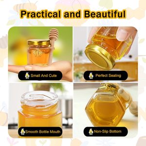 Mini Frascos de Miel, de Vidrio Hexagonal de 1.5oz con Cucharitas |   Baby Shower, Fiesta de Bodas - Product Image 3