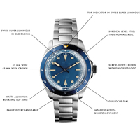 Montres de plongée classiques pour hommes, mouvement japonais, étanches à 100 mètres, en acier inoxydable, nouvelle sortie