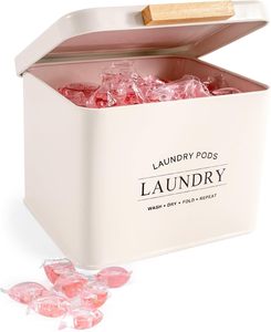 Conteneur de stockage de poudre de détergent à lessive en métal <span class=keywords><strong>Support</strong></span> mural Poubelle suspendue Poubelle à charpie Séchoir magnétique Porte-feuille - Product Image 2