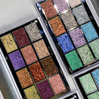 Palette de fards à paupières en poudre minérale longue tenue, finition multichromatique, pailletée, lumineuse, métallique, waterproof, personnalisable, marque privée