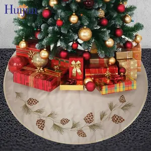 Kerajinan Natal Grosir Vintage Natal Rotan Pohon Rok Kain Goni Putih Tahun Baru Dekorasi Pohon Natal Bawah