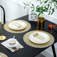 Nouveau Set de Table Rond en PVC Direct Usine, Motif Aléatoire Gaufré, Accents Dorés, Design Creux, Résistant à la Chaleur, Modèle JH8009-1