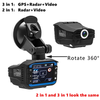 Marché russe 3 en 1/2 en 1 Enregistreur de conduite de voiture, détecteur de radar, chien électronique, traceur GPS, caméra de tableau de bord, caméra DVR de voiture