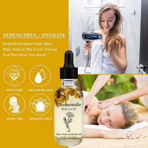 Caja de etiquetas personalizadas Aceite esencial de flor de manzanilla orgánico y natural Aceite corporal puro de manzanilla para masaje facial, corporal y capilar - Product Image 2