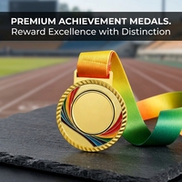 Médaille en métal personnalisée avec logo sur mesure et ruban imprimé, options de placage multiples pour récompenses et souvenirs d'événements sportifs