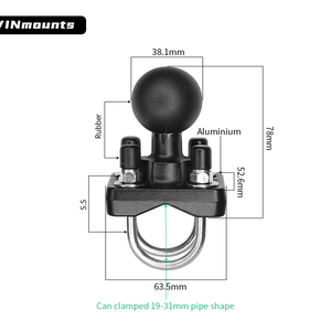 รางยึดแบบ U-Bolt ขนาด C 1.5 นิ้ว พร้อมหัวบอลขนาด 1.5 นิ้ว รูปทรงสี่เหลี่ยม รองรับมาตรฐาน AMPS เป็น VESA 100x100  ขายึดแบบหัวบอลคู่สำหรับจอภาพ - Product Image 6