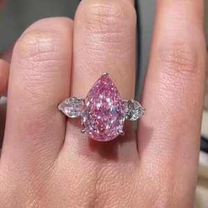 Anillo de Compromiso Vintage con Diamante Rosa Corte Pera de 14 Quilates, Cultivado en Laboratorio, Certificado IGI, Claridad VS1, 6.3 GW, Oro Blanco y Amarillo, Chapado en Rodio - Product Image 4