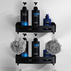 Modern Black Zinc Alloy Bathroom <b>Shelf</b> Triangle <b>Basket</b> Eco-Friendly Hotel Single-Layer Corner Rack - Product Image 3
