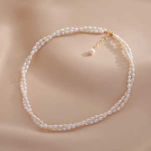 Collar de Perlas de Arroz de Doble Capa WENCHI para Mujer, Nuevo Modelo 2025, 450g, Cadena Pequeña para Clavícula - Product Image 5
