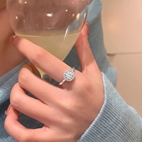 Nouvelle bague en laiton électroplaqué avec moissanite, style européen et américain haut de gamme, simple et exquise pour femme