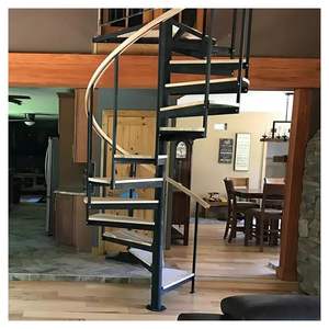 Escalier <span class=keywords><strong>en</strong></span> colimaçon moderne de haute qualité avec structure <span class=keywords><strong>en</strong></span> acier et marches <span class=keywords><strong>en</strong></span> bois pour projets d'hôpitaux, villas et appartements - Haute résistance 300 <span class=keywords><strong>lb</strong></span> - Product Image 4