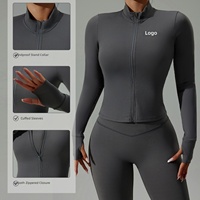 Collants de sport femme manches longues Yoga vestes à glissière vêtements de sport de haute qualité femmes Yoga veste poche avec trous pour les pouces