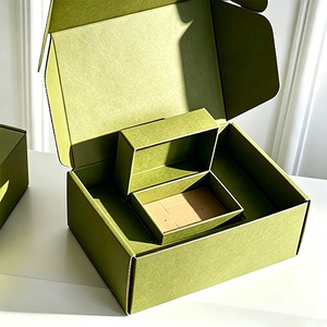 Luxury Sage Green Tuck Front <b>Box</b> Custom Logo Printed Nested Jewelry Packaging to Save Shipping Cost Corrugated Mailer - Product Image 2
