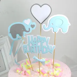 4個Baby Elephant PinkとBlue Cake Topper Baby Shower Party Decorations