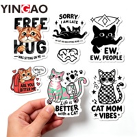 Autocollants de chat amusants et mignons, autocollants en vinyle découpés sur mesure, imperméables, adaptés aux enfants, adhésifs, pour une décoration idéale