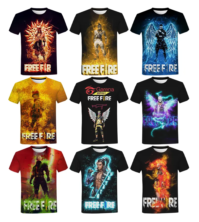 2022 Hot Games Free Fire 3D Printed Shirt for Men Newest Summer Casual 3D Printing Shirt From Men Round Neck Personality Tops
