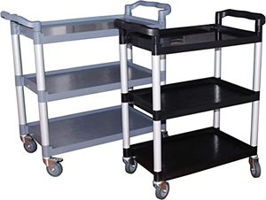 Carrinho de serviço de comida 3 tier, carrinho de utilidade em plástico com 3 camadas para restaurante, carrinho de travamento