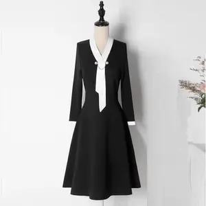 Girls Uniform Dress Long Sleeve Vintage V-neck School Uniform Dresses Kindergarten Dressy Costumes Back To School