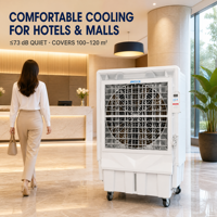 Refroidisseur d'air évaporatif portable OEM pour entrepôt et usine, 18000m³/h, 100L, sur pied, avec écran LCD