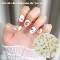 Paso Sico French 3D Ins Mini Cuillère et Fourchette Métalliques DIY Accessoires Diamantés pour Ongles Forme Ronde pour Nail Art