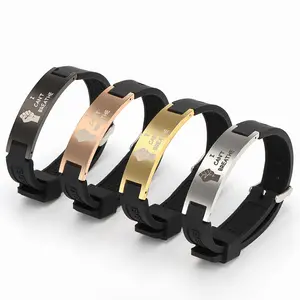 Bracelet antistatique sans fil, meilleure vente 2022, bracelet en silicone, titane, acier, lettrage, boucle réglable