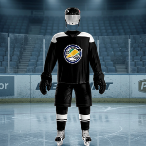 Conjunto de Jersey de Hockey sobre Hielo Unisex de Alta Calidad para Todas las Temporadas, Azul con Rayas, Impresión por Transferencia de Calor, Cuello en V, Absorbe la Humedad, Sin Mangas, 100% - Product Image 2