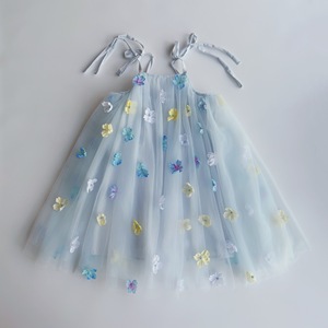 Abito Estivo 2026 per <span class=keywords><strong>Bambina</strong></span>, Stile Super Fatato con Spalline, Fiori 3D, Tulle e Pizzo Senza Maniche - Product Image 1