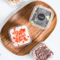 Petit récipient alimentaire carré transparent jetable pour fruits, poisson, biscuits, lait de soja, desserts, gobelets à café, recyclable