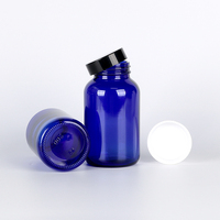 Prix d'usine – Pot en verre bleu cobalt 150 ml, 200 ml, 500 ml, 750 ml avec bouchons de sécurité enfant anti-fuite pour compléments alimentaires