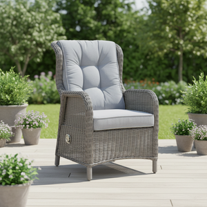 Leisure Modern Single <b>Outdoor</b> <b>Rattan</b> With Aluminum Frame Recliner for Garden Patio Courtyard Villa Park & Farmhouse - Product Image 4