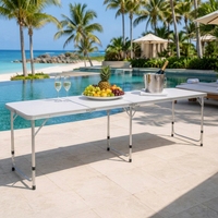 Table pliante en aluminium à 4 volets, extra longue, portable, pour le camping en plein air, avec poignée de transport, pour pique-nique et fête