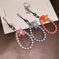 Groothandel Trendy Meisje Sleutelhanger Telefoon Lanyard Met Kristallen Kralen Armband Bloem Polsbandjes Mobiele Telefoon Ketting Charm Sleutelhanger