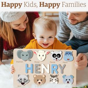 <span class=keywords><strong>Puzzle</strong></span> <span class=keywords><strong>en</strong></span> <span class=keywords><strong>bois</strong></span> personnalisé avec le nom des enfants, lettres géantes, cadeau unique pour bébé, cadeau de premier anniversaire, jouet éducatif pour tout-petits - Product Image 6