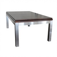 Table de billard de luxe moderne de 7 pieds en acier inoxydable 304 et bois de frêne avec poches en cuir et dalles haute densité