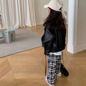 Veste en cuir tendance printemps-automne 2025 pour garçons et filles, haut de moto - Product Image 4