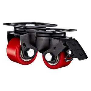 2''2.5''3''Top Plate Hochleistungs-Low-Center-Schwerkraft-Eisenkern Red PU Caster Equipment Trolley Caster Wheels - Product Image 4
