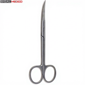 Tijeras de microdisección Iris 4.5, curvadas, punta fina, acero inoxidable plateado, instrumento quirúrgico manual con certificación CE para médicos - Product Image 1