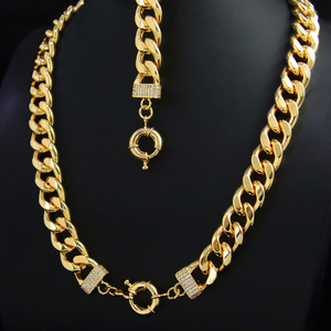 Fashion Luxury Women Wedding Jewelry Set 21k Gold Plated Hip Hop Style Necklace Bracelet for Women Party - Product Image 2