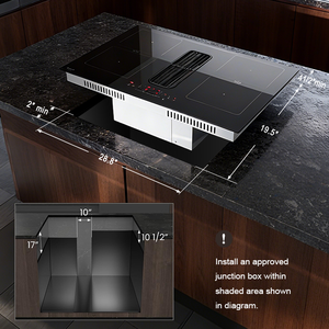 Table de cuisson à induction encastrable 30 pouces 7400W avec panneau en céramique noire, hotte <span class=keywords><strong>aspirante</strong></span> électrique intégrée et filtre - Product Image 2