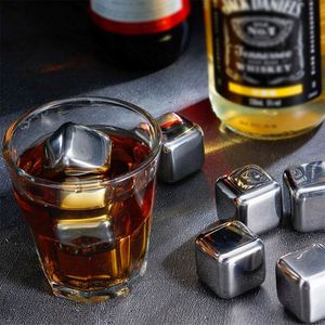 Accesorios de Bar de Piedras Metálicas Reutilizables, Cubos de Hielo de Acero Inoxidable para Whisky con Pinzas para Hielo - Product Image 3