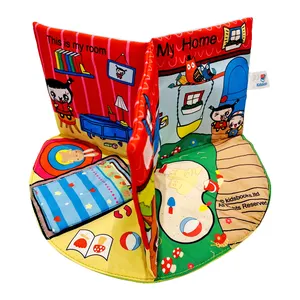 My Home 3D Soft Fabric Cloth Book with Crinkle Squeakers Mirror Baby toy QB010A