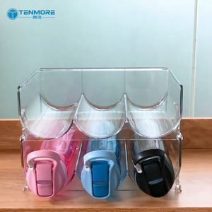 Estante Apilable Transparente para Botellas <span class=keywords><strong>de</strong></span> Vino <span class=keywords><strong>de</strong></span> PET, Organizador <span class=keywords><strong>de</strong></span> Botellas <span class=keywords><strong>de</strong></span> Agua <span class=keywords><strong>de</strong></span> Plástico Transparente, Estante Modular para Refrigerador y Despensa - Product Image 4