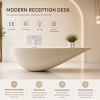 Comptoir de réception incurvé de luxe moderne, sur mesure pour salon de beauté ou bureau, avec éclairage LED
