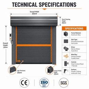 <span class=keywords><strong>Porte</strong></span> de <span class=keywords><strong>garage</strong></span> à enroulement rapide en alliage d'aluminium haut de gamme, moderne et personnalisée, pour entrée de véhicule, mur extérieur intelligent, anti-effraction, en spirale - Product Image 5