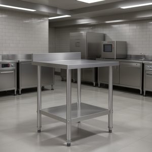 Commercial Kitchen Work <b>Table</b> 23.6 X 23.6 X 36.6 Stainless Steel Polished Finish Adjustable Height <b>Legs</b> - Product Image 2