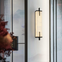 Applique Murale Luxe en Cuivre et Pierre Flocon de Neige, Style Nordique, pour Salon, Chambre d'Hôtes, Hôtel, Chevet, avec Support en Albâtre Naturel