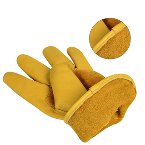 Guantes de trabajo de cuero de vaca doble para hombres y mujeres Construcción de seguridad resistente para jardinería Conducción Trabajo de patio - Product Image 4